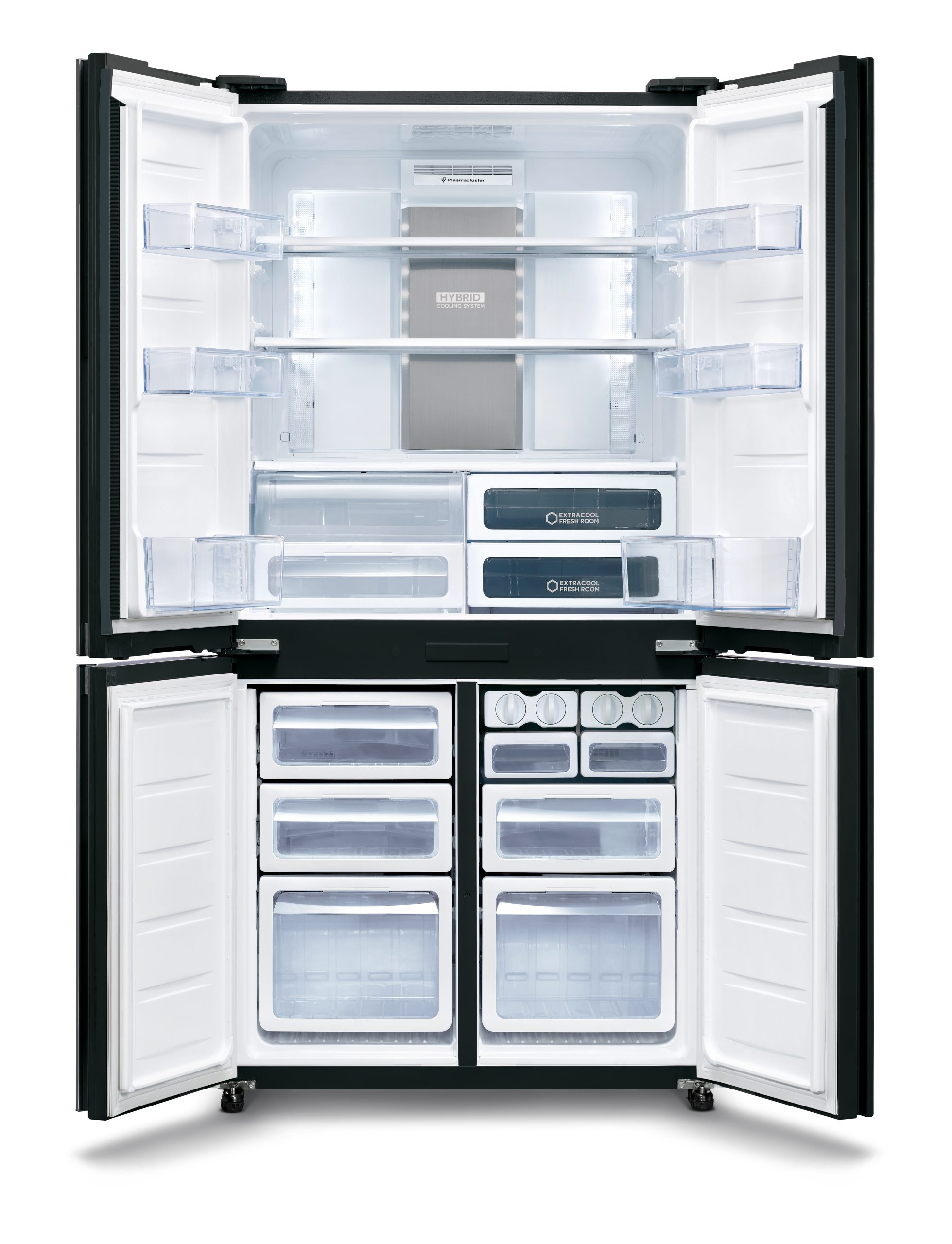 Sharp SJ-9160BK – תמונה ראשית מקרר 4 דלתות שחור 607 ליטר מקרר Sharp SJ-9160BK שחור 4 דלתות בנפח 607 ליטר עם מקפיא תחתון ופיקוד שבת