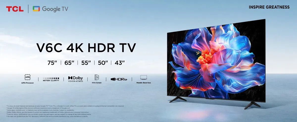 טלוויזיה TCL 55V6C 55 אינץ' 4K Google TV טלוויזיה חכמה TCL 55V6C 55 אינץ' 4K Google TV
