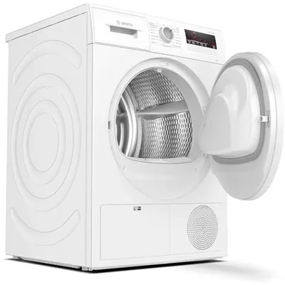 מייבש קונדנסור 8 ק״ג BOSCH דגם WTN83203 המייבש המתקדם של בוש, מציע ייבוש מהיר ויעיל. תוכנית Quick 40' אידיאלית עבור כמויות קטנות של כביסה עדינה שצריכות ייבוש מהיר, מערכת Auto Dry עם חיישני לחות מבטיחה ייבוש מדויק ללא סיכון לכיווץ הבגדים תוכנית AllergiePlus מסייעת בהסרת אלרגנים ומתאימה לאנשים הסובלים מאלרגיות. רמת הרעש הנמוכה מבטיחה ייבוש שקט ונוח.בהספק עוצמתי של 2800W חוויית ייבוש מושלמת עם טכנולוגיית AntiVibration ליציבות ושקט וממשק TouchControl לשליטה מדויקת, עיצוב מסוגנן ומתאים לכל חדר כביסה