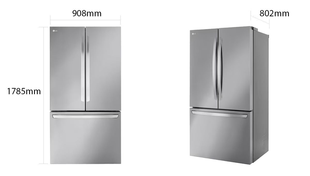 מקרר 3 דלתות LG GMW765 אל ג'י, מקפיא תחתון, 750 ליטר, נירוסטה מידות: מקרר 3 דלתות LG GMW765 אל ג'י, מקפיא תחתון, 750 ליטר, נירוסטה