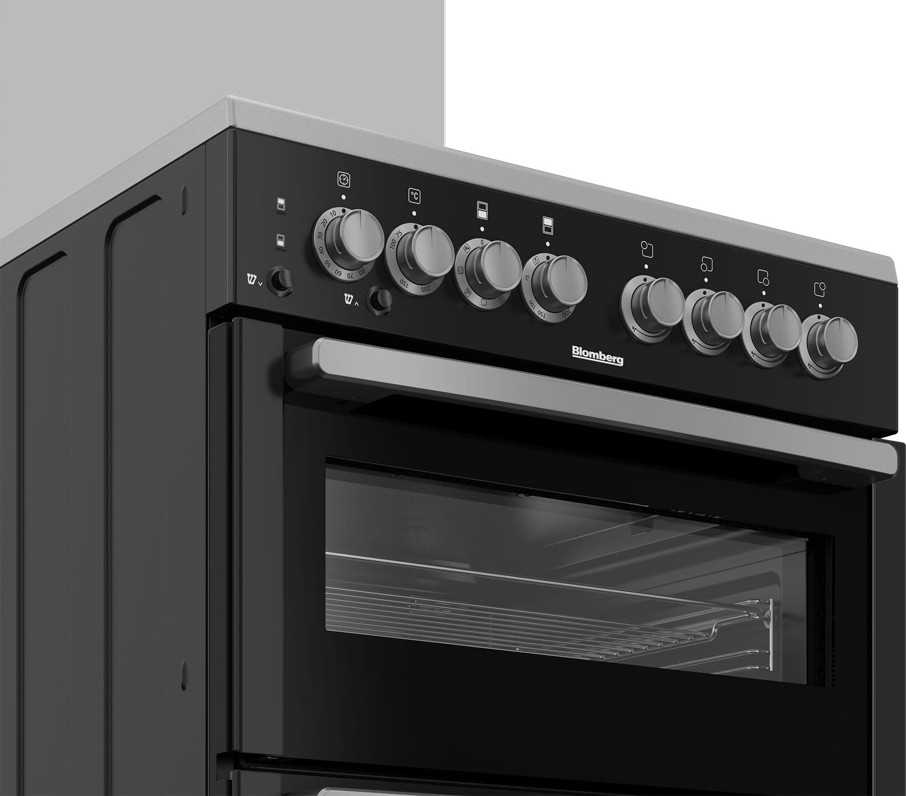 תנור משולב דו־תאי 60 ס״מ Blomberg HDWN8133B עם 4 מבערי גז שחור - מצב שבת | יבואן רשמי-משלוח מהיר