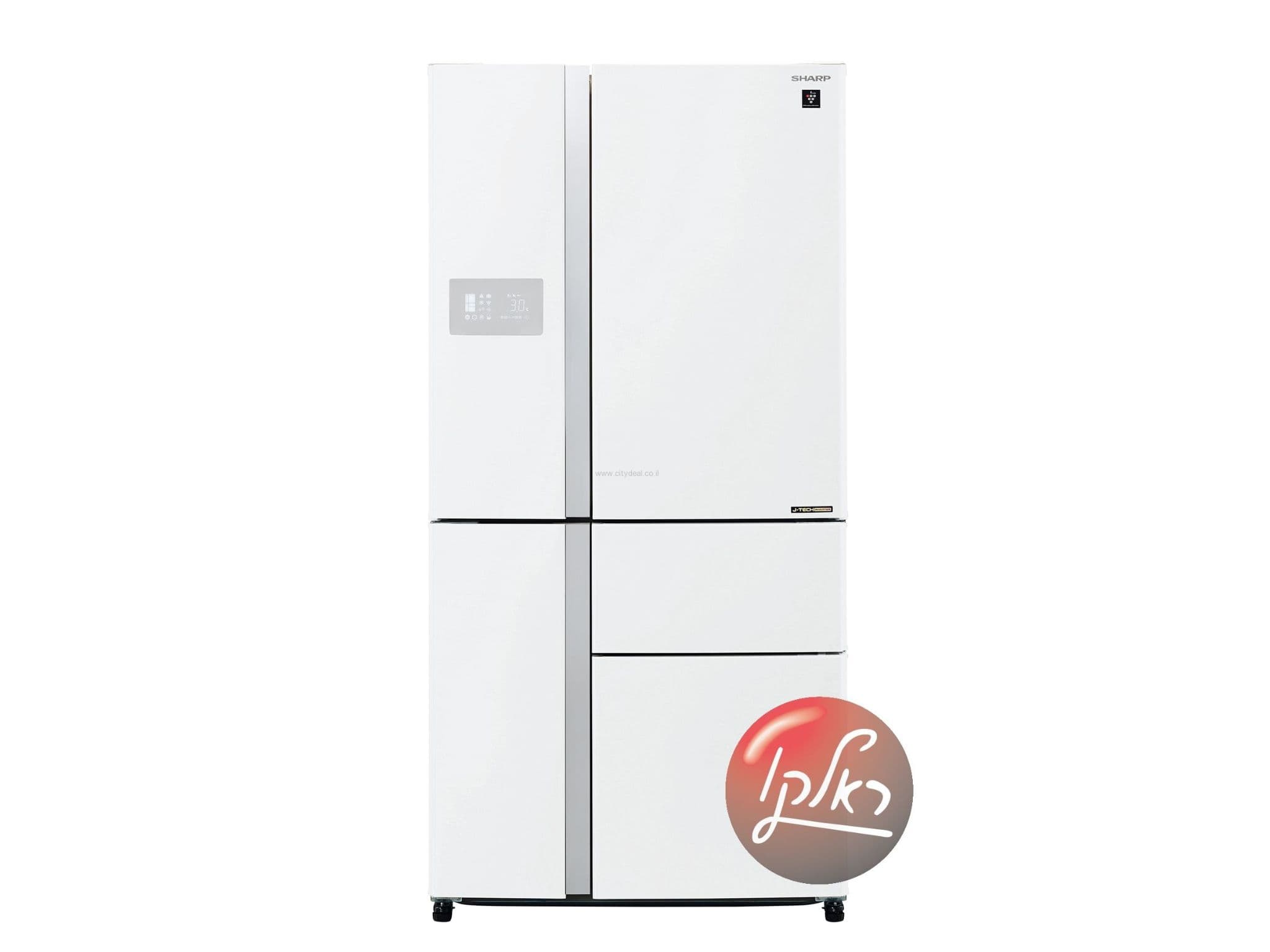 מקרר 5 דלתות Sharp SJ-R9732 – ‏668 ליטר מהדרין עם PLASMACLUSTER וחלל ענק ללא מחיצה זכוכית לבנה | יבואן רשמי