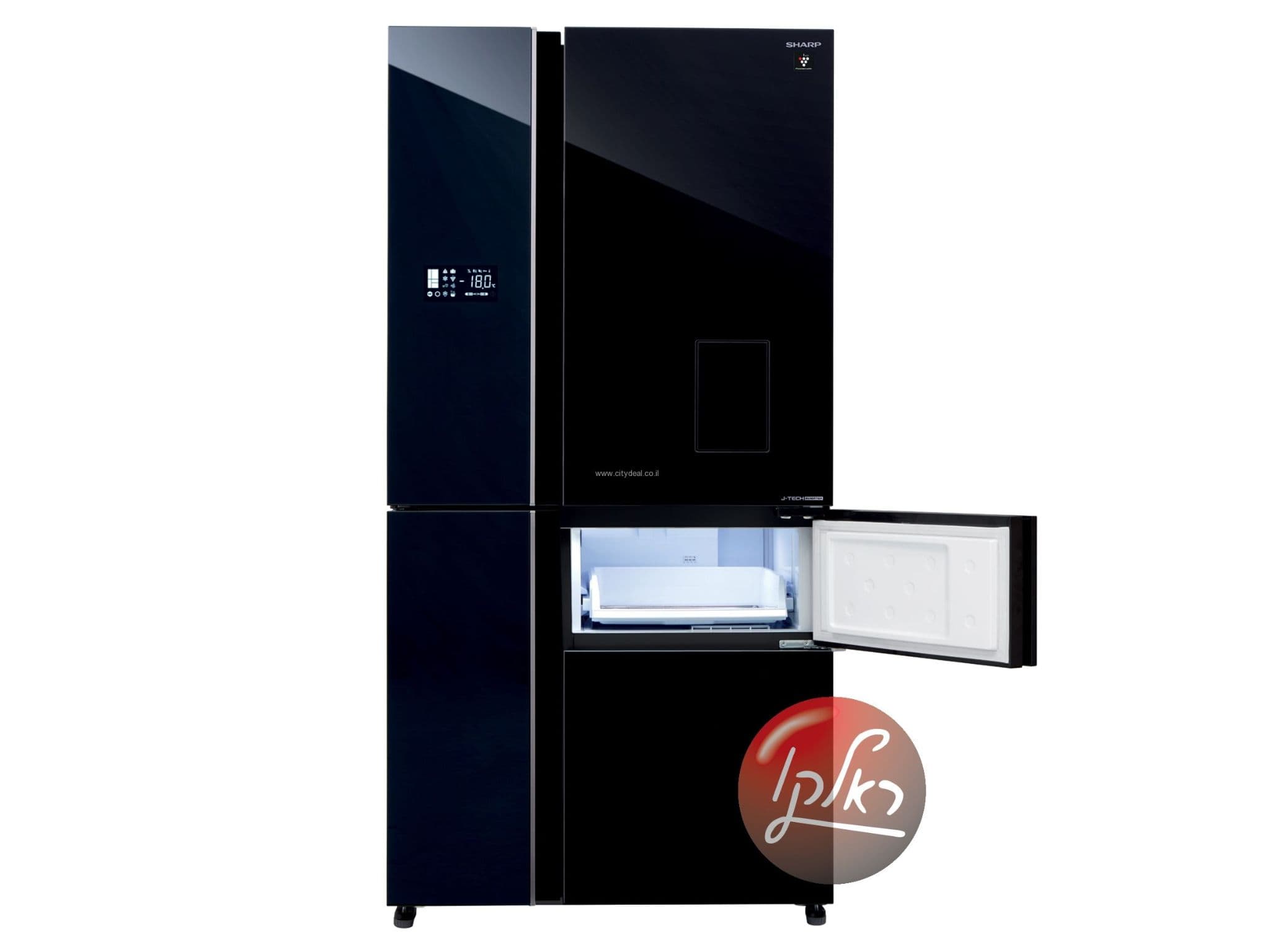 מקרר 5 דלתות Sharp SJ-9731 – ‏668 ליטר מהדרין עם PLASMACLUSTER וחלל ענק ללא מחיצה זכוכית שחורה | יבואן רשמי