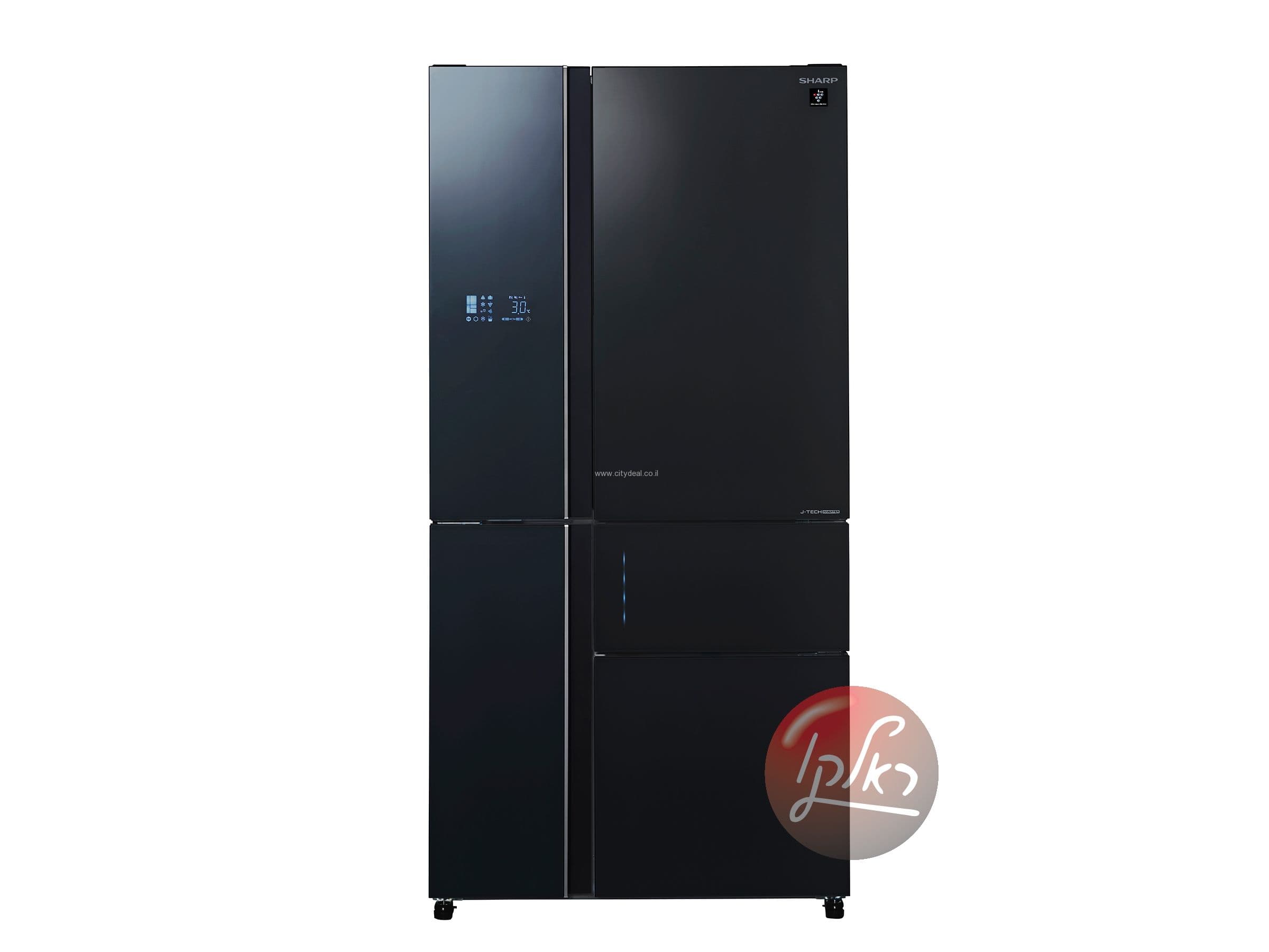 מקרר 5 דלתות Sharp SJ-9731 – ‏668 ליטר מהדרין עם PLASMACLUSTER וחלל ענק ללא מחיצה זכוכית שחורה | יבואן רשמי