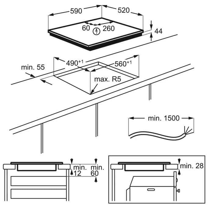 כיריים אינדוקציה AEG IKE64471FB – ברוחב 60 ס"מ עם Hob2Hood ואזור ProCook גמיש | יבואן רשמי