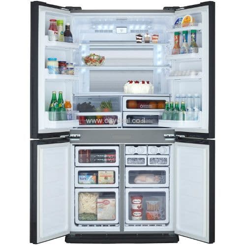 מקרר 4 דלתות מקפיא תחתון Sharp SJ-FS87-WH - זכוכית לבנה