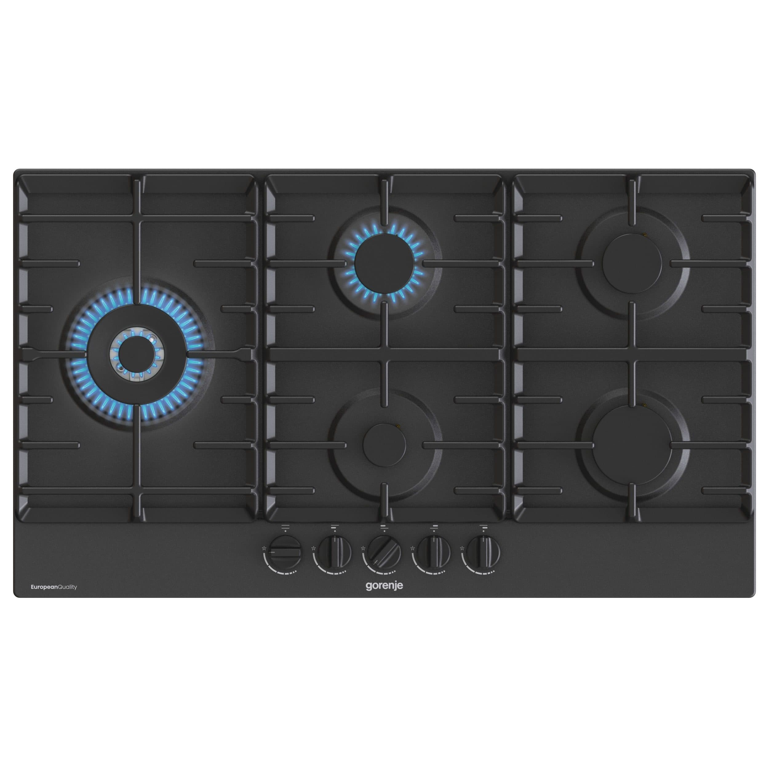כיריים גז Gorenje GW951MB עם 5 מבערים ברוחב 90 ס"מ-גימור שחור | משלוח מהיר