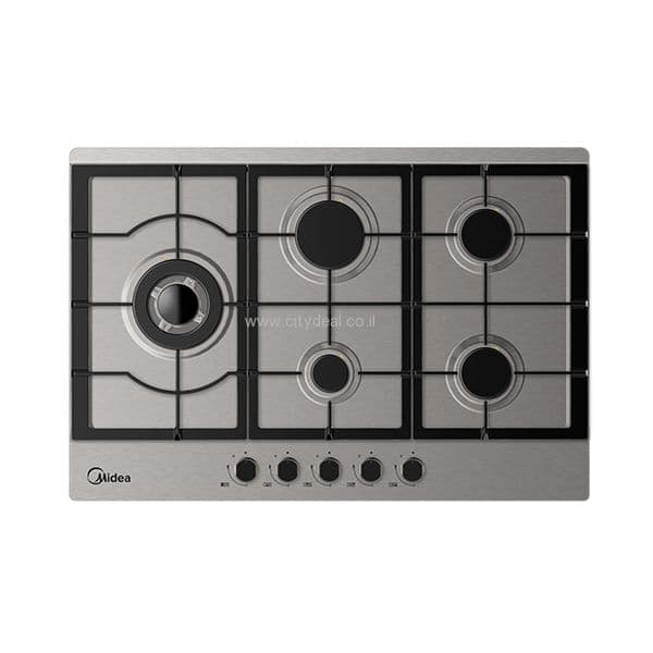 כיריים גז 5 להבות Midea 75G50ME005SFL – ברוחב 75 ס״מ עם מבער טורבו 3600W נירוסטה | יבואן רשמי