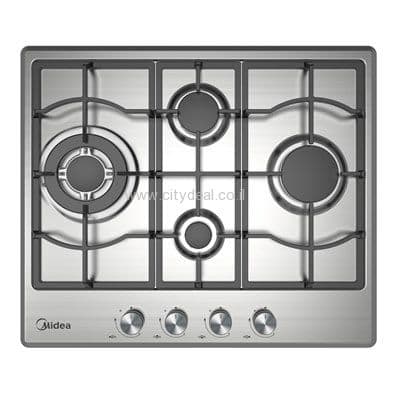 כיריים גז Midea 60SM097 – נירוסטה 60 ס״מ עם 4 להבות וטורבו כפול | יבואן רשמי-משלוח מהיר