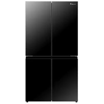 Hisense RQ72BGK מקרר מקפיא תחתון הייסנס 4 דלתות 617 ליטר זכוכית שחורה אינוורטר עם מנגנון שבת וחג | יבואן רשמי | משלוח מהיר