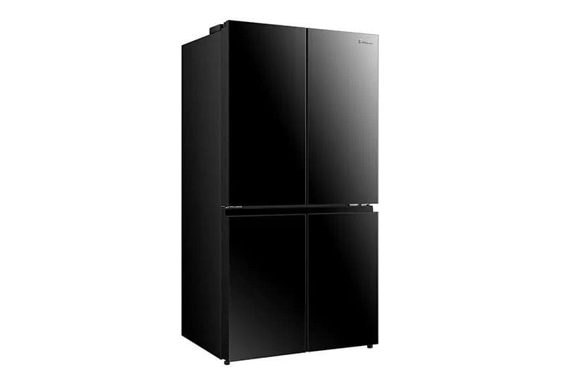 Hisense RQ72BGK מקרר מקפיא תחתון הייסנס 4 דלתות 617 ליטר זכוכית שחורה אינוורטר עם מנגנון שבת וחג | יבואן רשמי | משלוח מהיר