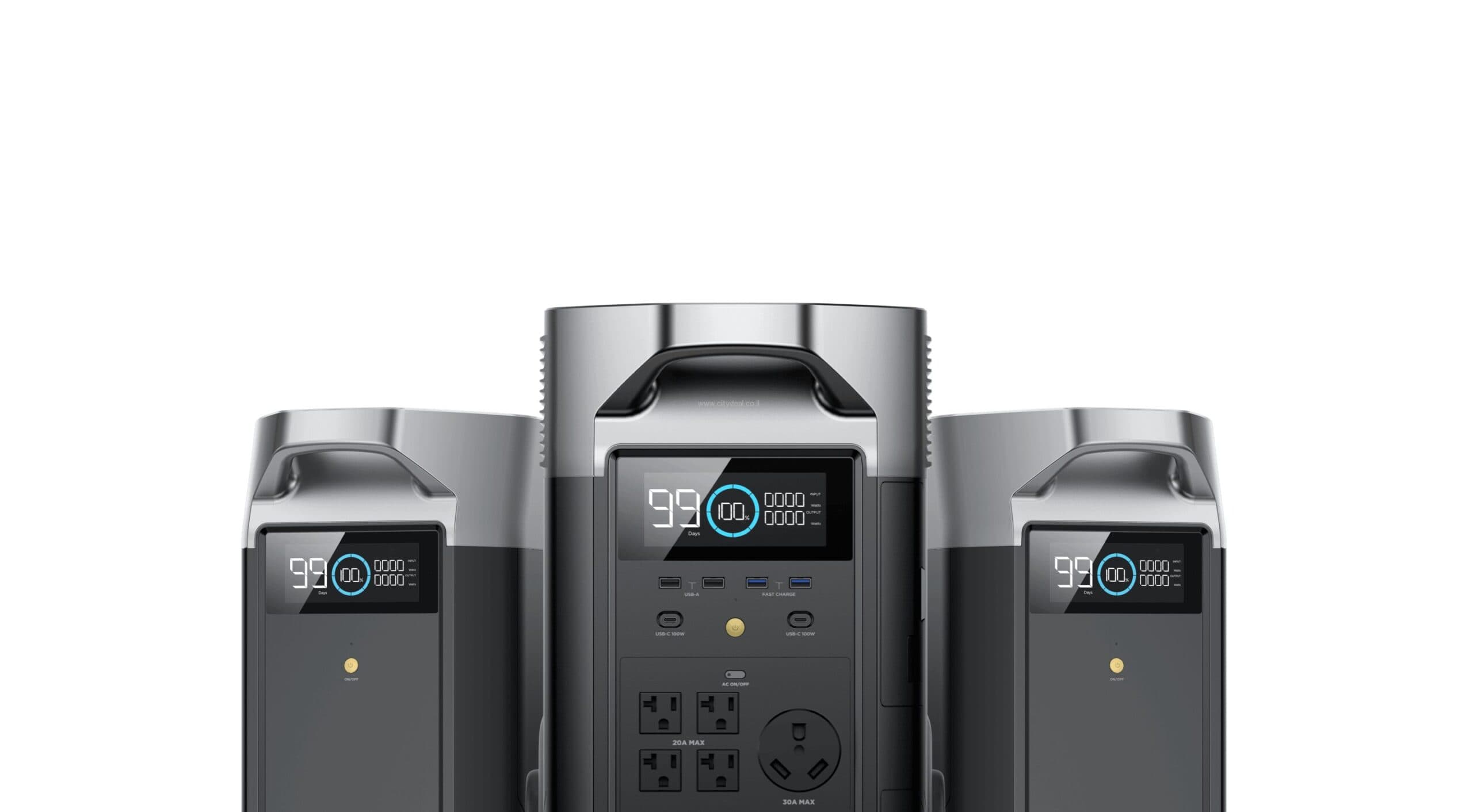 תחנת כח ניידת DELTA ECOFLOW PRO 3600 + זוג תאי הרחבה PRO 3600 בהספק 10.8kWh