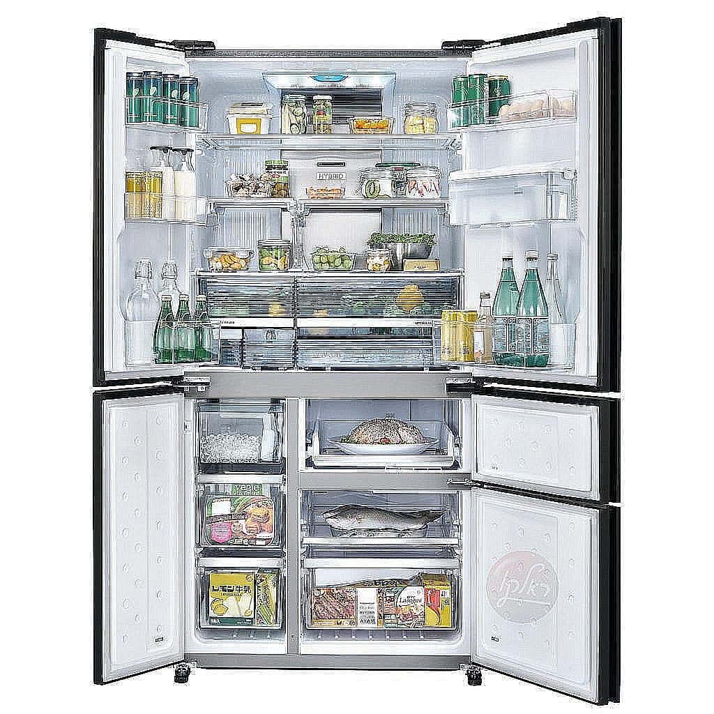 מקרר 5 דלתות Sharp SJ-9730BK – ‏668 ליטר מהדרין עם PLASMACLUSTER וחלל ענק ללא מחיצה | זכוכית שחורה | יבואן רשמי