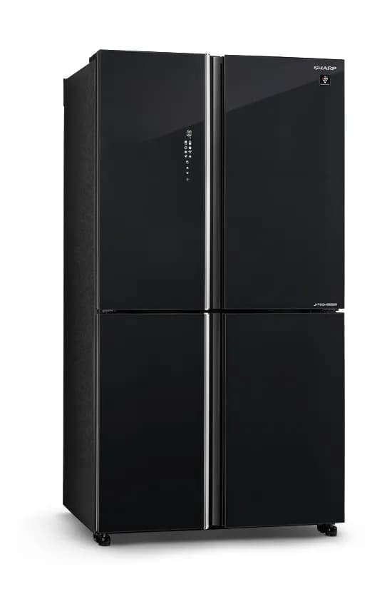 מקרר 4 דלתות Sharp SJ-8590-BK בנפח 525 ליטר No Frost גימור זכוכית שחורה עם פיקוד שבת | יבואן רשמי