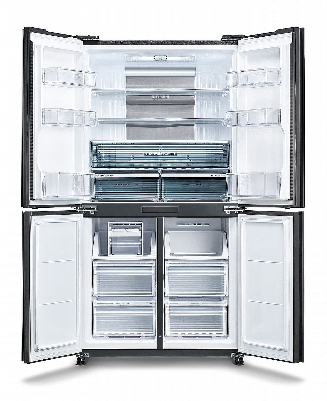 מקרר 4 דלתות מקפיא תחתון Sharp SJ-8570W שארפ 532 ליטר No Frost לבן עם פיקוד שבת - יבואן רשמי | משלוח מהיר