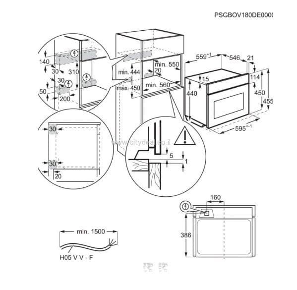 תנור בנוי משולב מיקרוגל Zanussi ZVENM7X1 ‏43 ליטר, גובה 45 ס״מ | יבואן רשמי