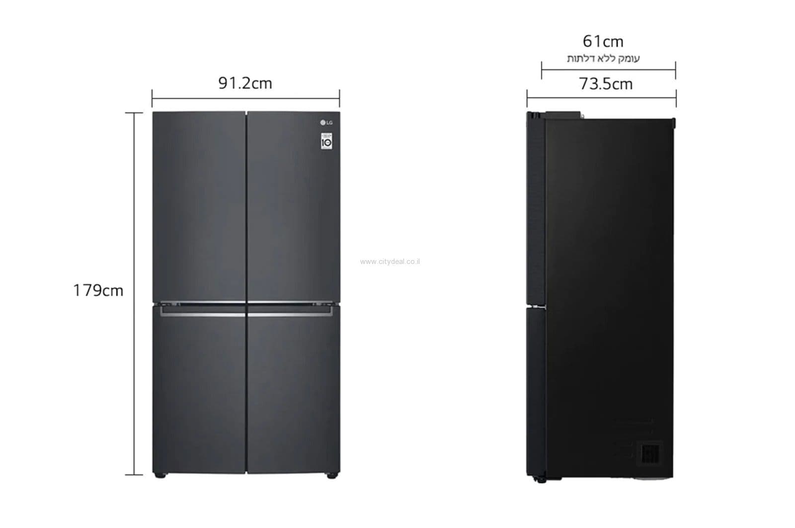 מקרר ‏מקפיא תחתון LG GR-B718MB יבואן רשמי
