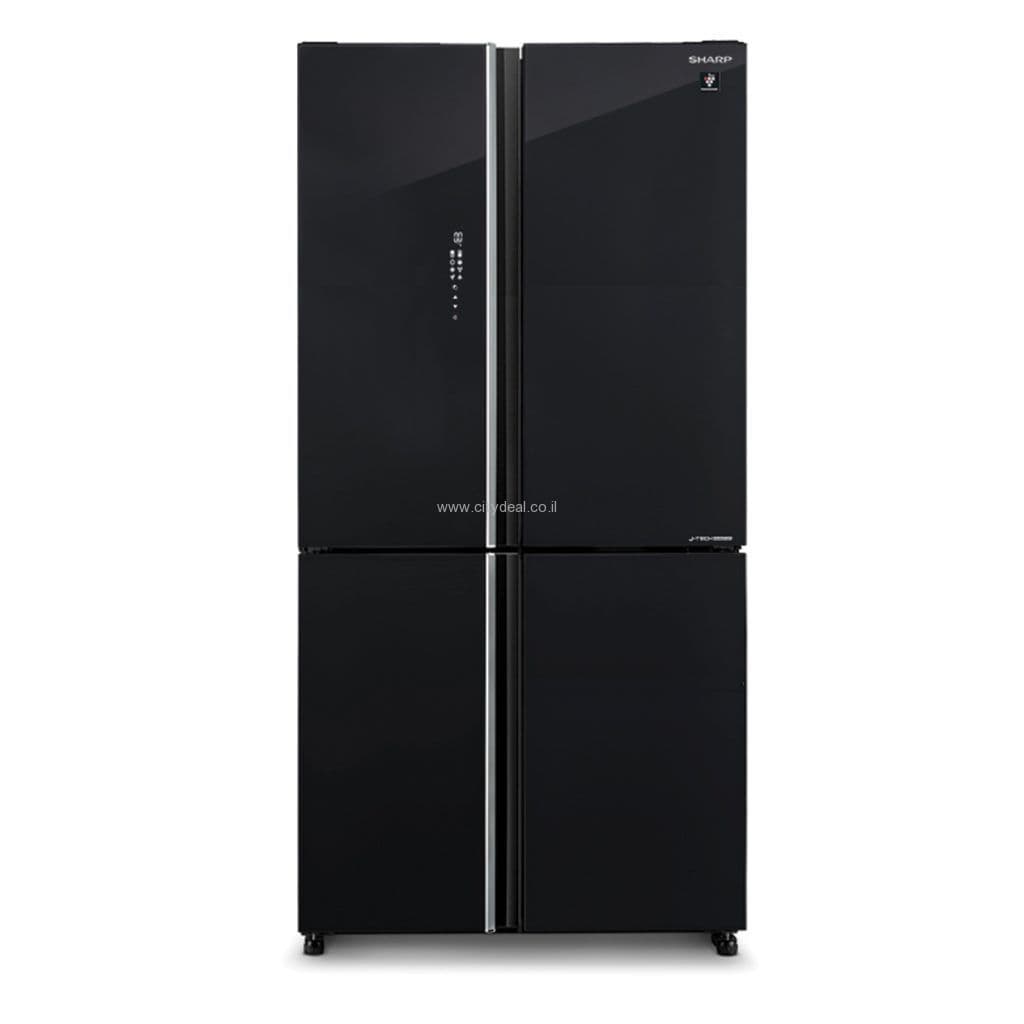 מקרר 4 דלתות Sharp SJ-8960BK בנפח 578 ליטר No Frost גימור זכוכית שחורה עם פיקוד שבת | יבואן רשמי