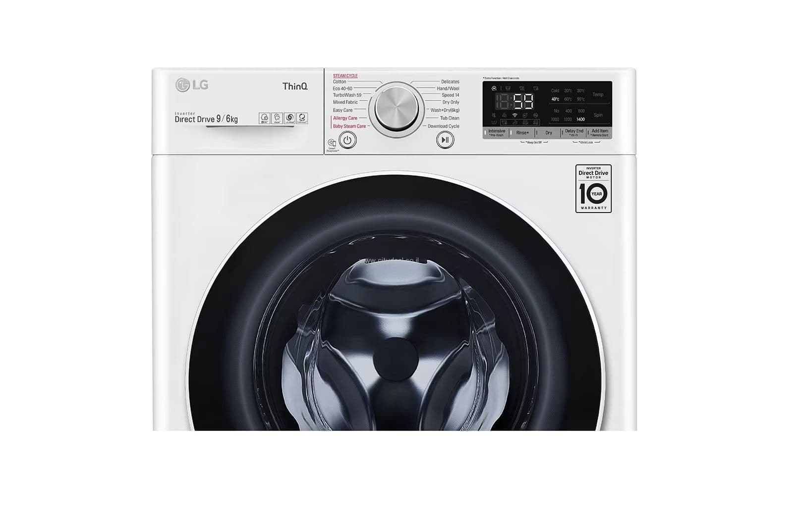 מכונת כביסה משולבת מייבש LG F1696SWDE ‏9 ‏ק"ג יבואן רשמי