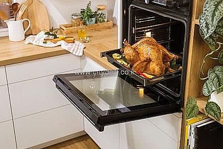 תנור אפייה בנוי פירוליטי 77 ל׳ Gorenje BPS6737E14BG | 360° MultiFlow | זכוכית שחורה
