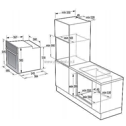 תנור אפייה בנוי פירוליטי 77 ל׳ Gorenje BPS6737E14BG | 360° MultiFlow | זכוכית שחורה