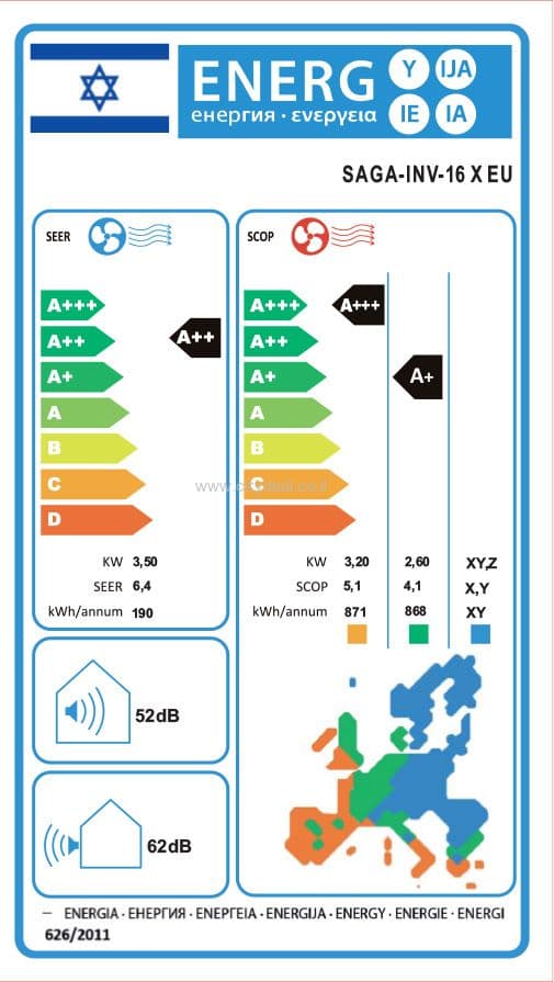 מזגן עילי 1.25 כ"ס SAGA דגם INV-16 X EU מבית טורנדו יבואן רשמי