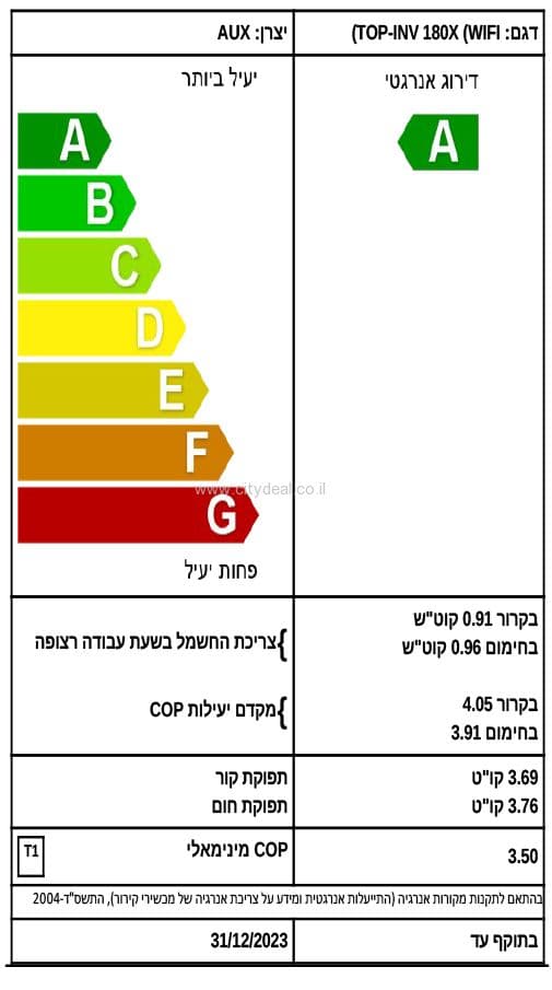 ‏מזגן עילי Tornado TOP INV 240X (WIFI) יבואן רשמי