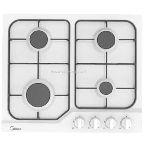 כיריים גז 4 להבות Midea 60SJ401 – משטח אמאייל לבן 60 ס"מ | יבואן רשמי-משלוח מהיר