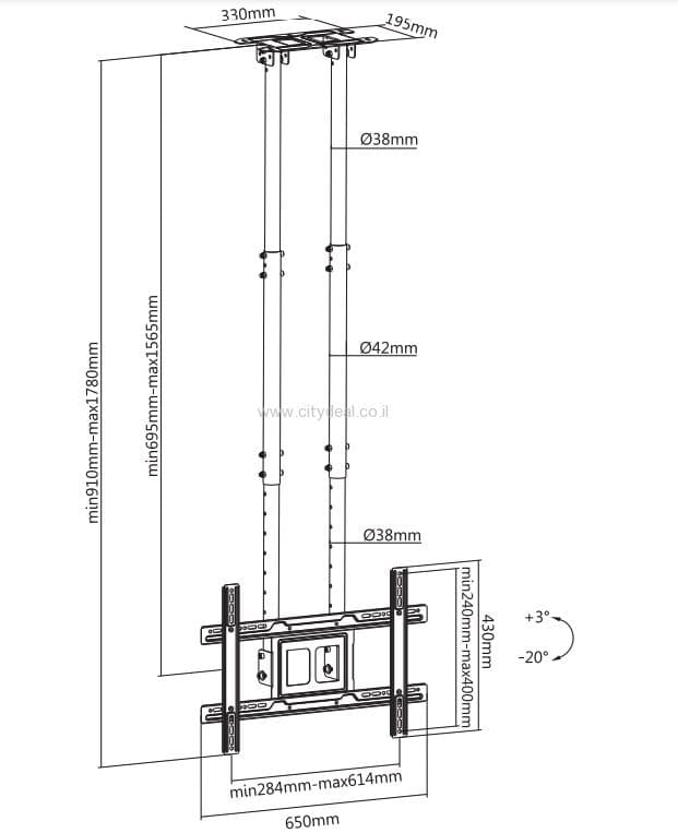 זרוע תקרה PLB-CE1046D-02 Audio Line יבואן רשמי