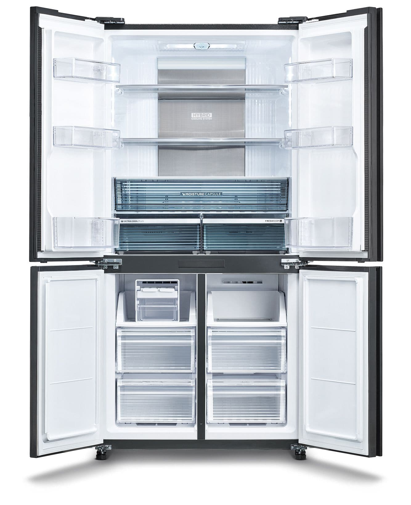 מקרר 4 דלתות שארפ Sharp SJ-FFSR89-BK מקפיא תחתון 572 ליטר NoFrost זכוכית שחורה - יבואן רשמי | משלוח מהיר