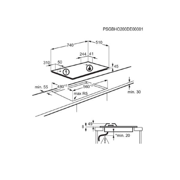 Zanussi ZGO78530BA - כיריים גז 5 להבות בצבע שחור זנוסי יבואן רשמי
