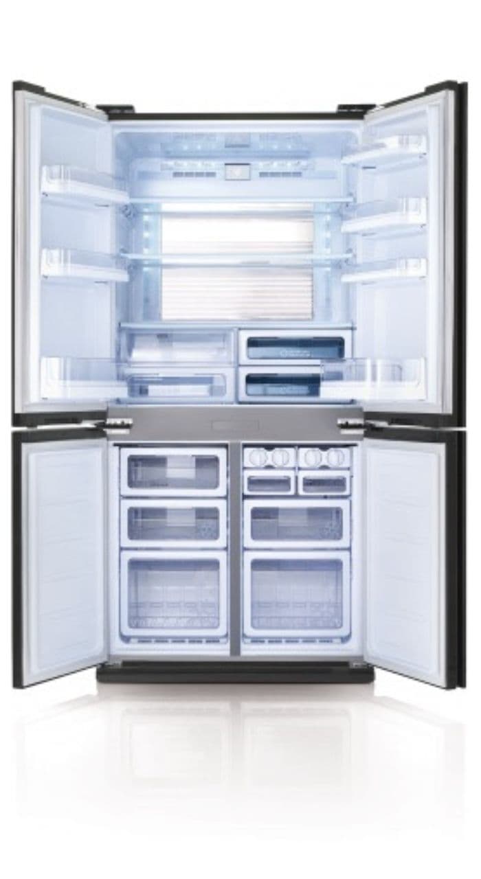 SHARP SJ-FSRN87WH מקרר 4 דלתות 611 ל׳ זכוכית-לבנה מקפיא תחתון Hybrid Cooling | יבואן רשמי-משלוח מהיר