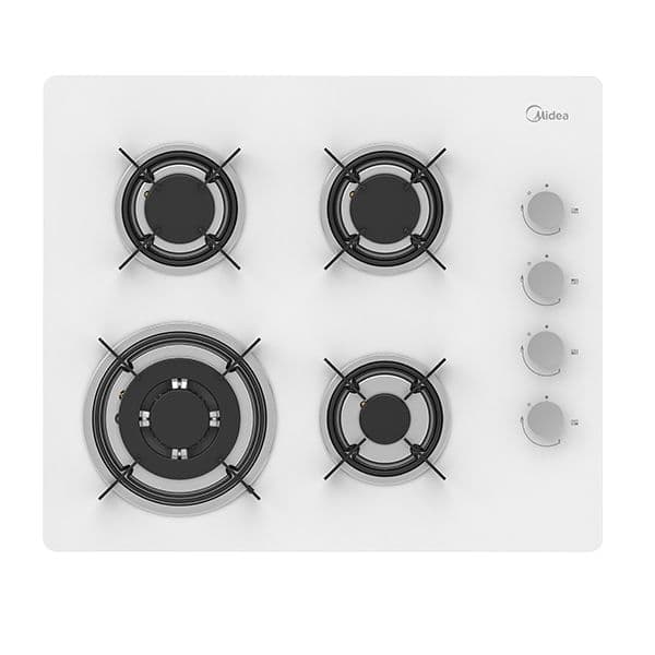 כיריים גז MIDEA 60GL403 – זכוכית לבנה 60 ס״מ עם 4 להבות SABAF | יבואן רשמי | משלוח מהיר