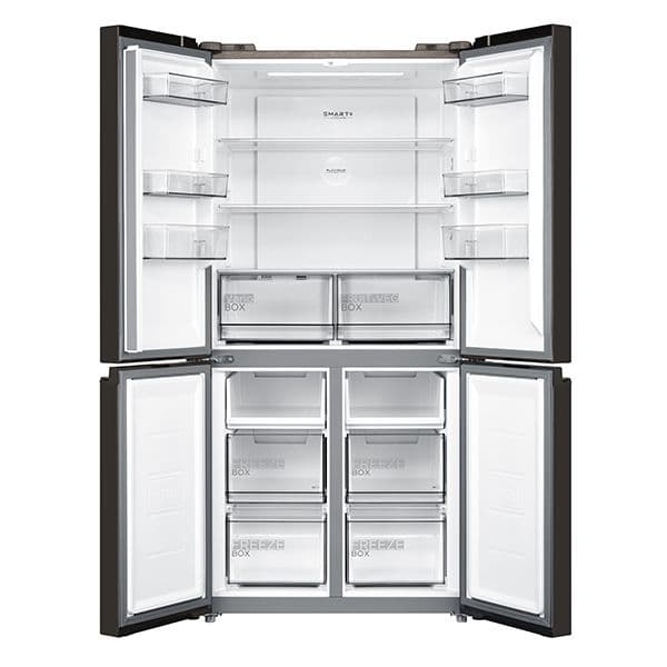 מקרר 4 דלתות מקפיא תחתון 470 ליטר מידאה Midea HQ611R 6356 זכוכית שחורה - יבואן רשמי | משלוח מהיר