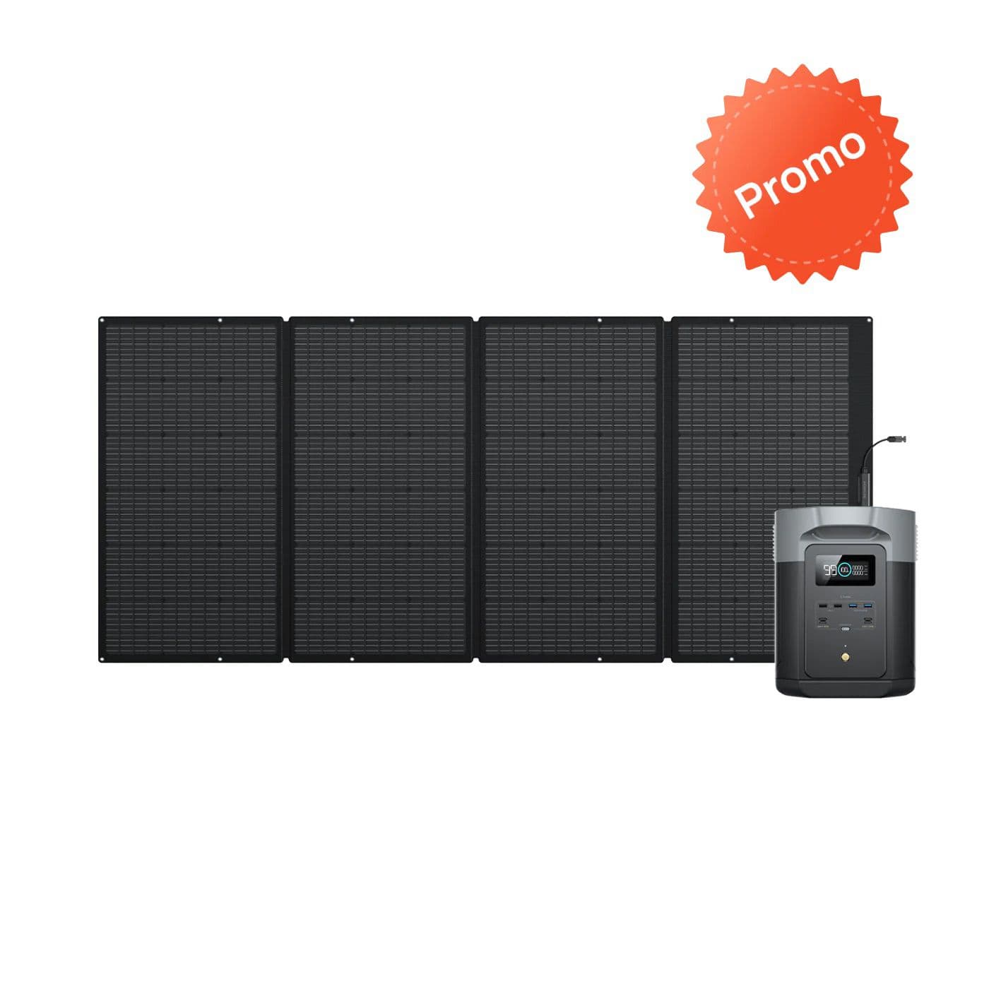 קיט סולארי ECOFLOW תחנת כוח DELTA2MAX + פאנל סולארי מתקפל 400W - הספק כולל 2.4kW