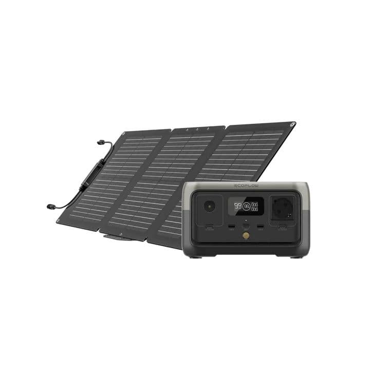 קיט תחנת כוח ניידת ECOFLOW RIVER 2 + פאנל סולארי 100W קשיח נייח | יבואן רשמי