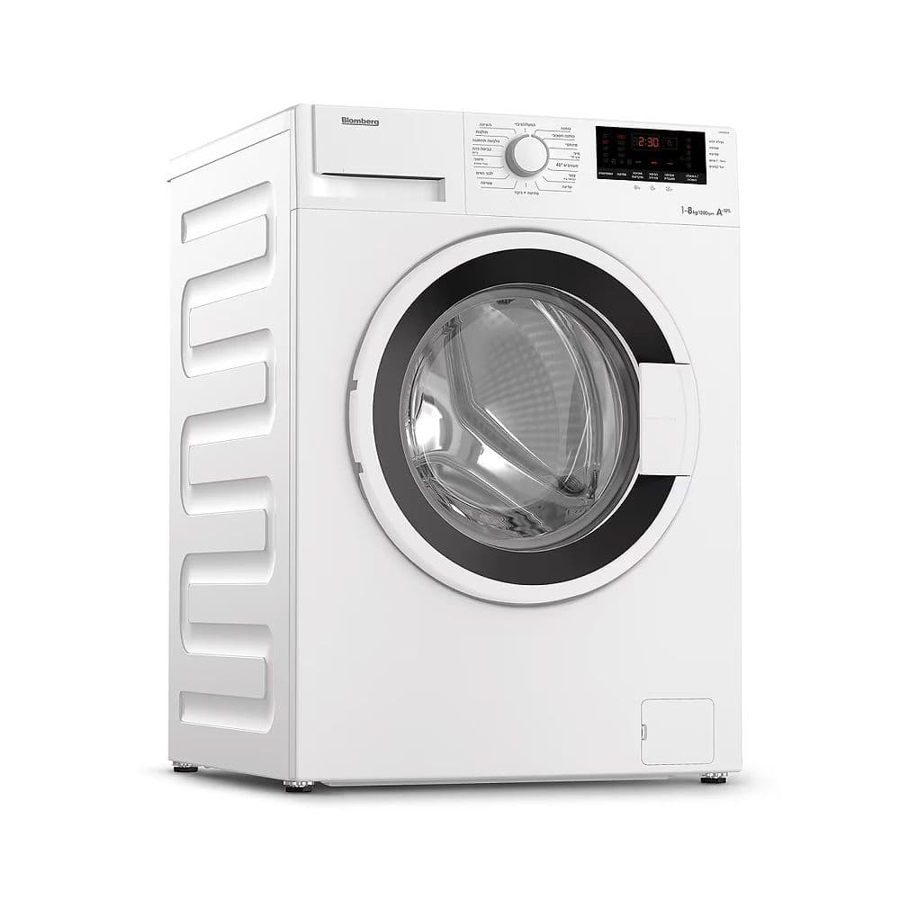 מכונת כביסה BLOMBERG פתח קדמי 8 ק"ג דגם LWF8107W - לבן, תפריט בעברית, יבואן רשמי