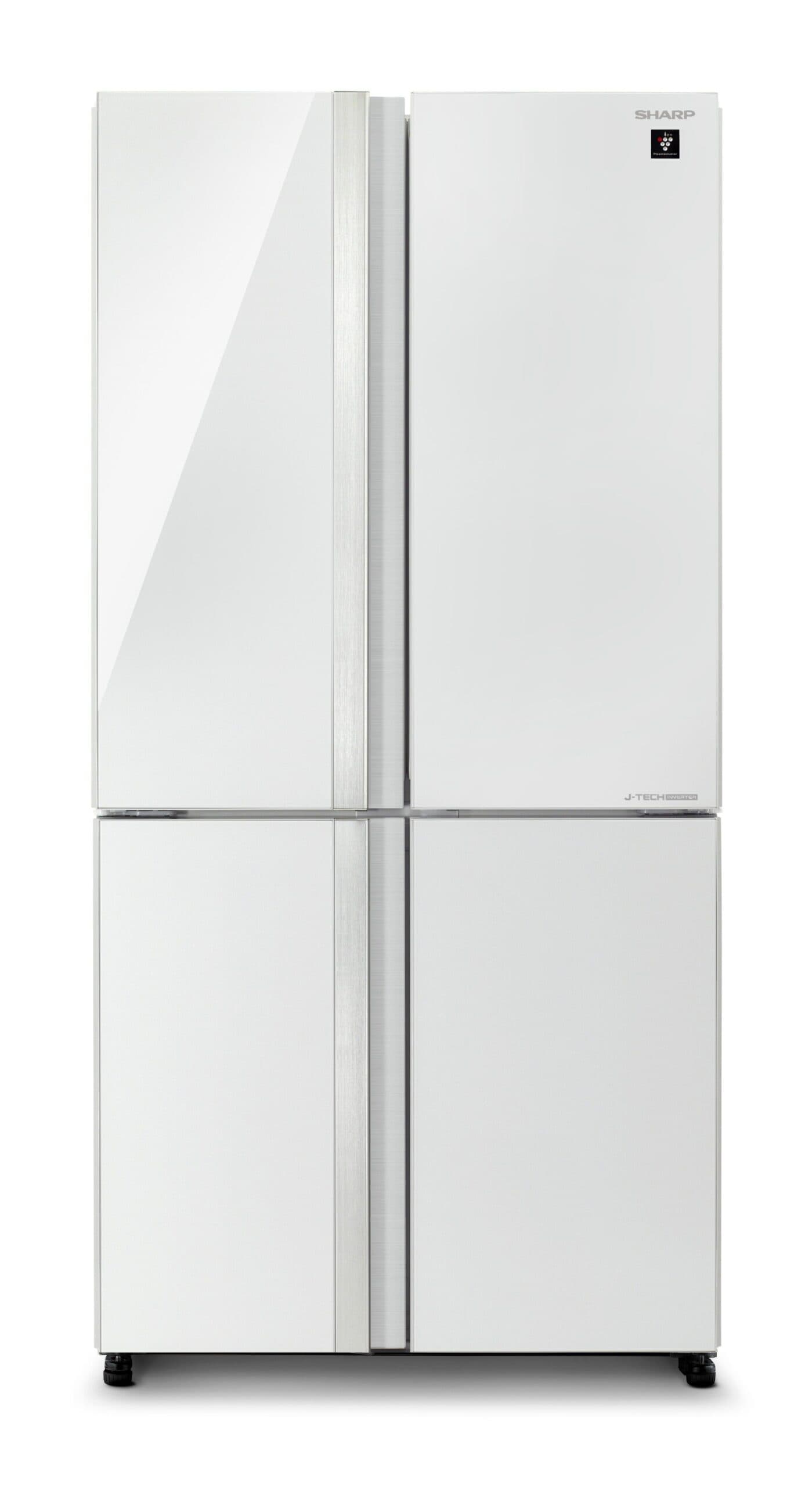 מקרר שארפ 4 דלתות מקפיא תחתון Sharp SJ-8841WH בנפח 611 ליטר אינוורטר No Frost זכוכית לבנה עם פיקוד שבת - יבואן רשמי