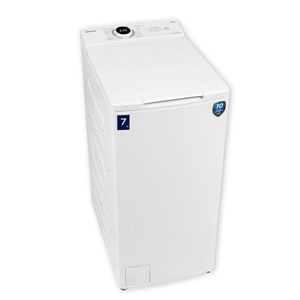 מכונת כביסה פתח עליון 7 ק״ג Midea MF100T70 עד 1200 סל״ד חסכונית | רוחב צר 40 ס״מ | יבואן רשמי משלוח מהיר