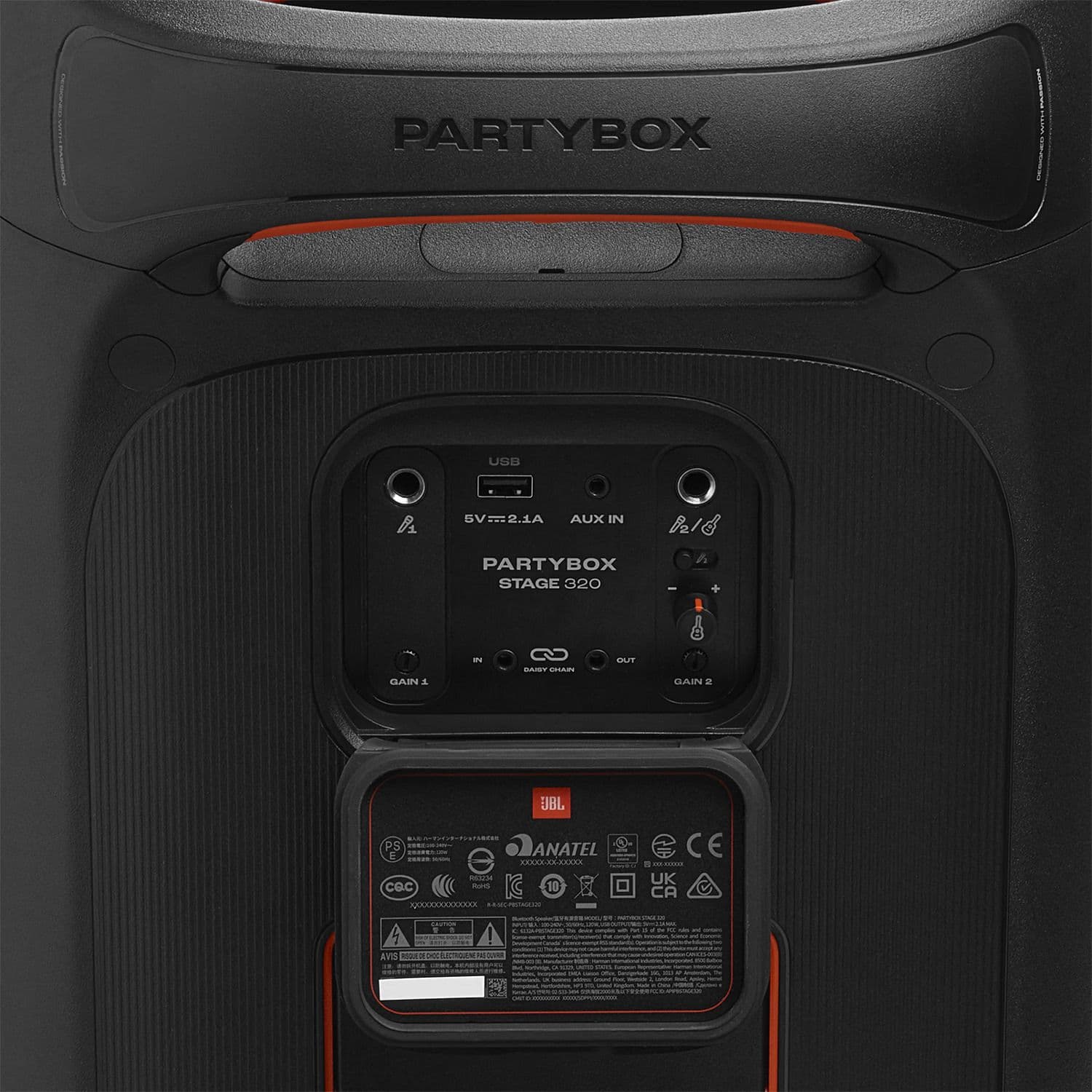 בידורית JBL PartyBox Stage 320 ‏240W עם תאורה ו־18 שעות נגינה צבע שחור | יבואן רשמי-משלוח מהיר