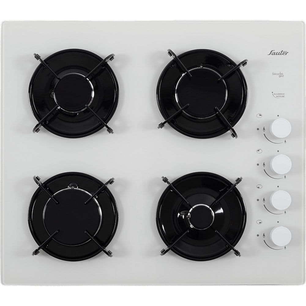 כיריים גז Sauter SHG870W – זכוכית לבנה עם 4 מבערים וחיישני בטיחות תוצרת צרפת | יבואן רשמי