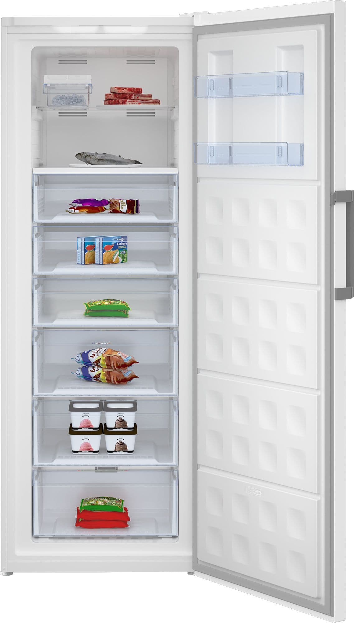 מקפיא 8 מגירות Beko RFNE448E36W לבן 404 ליטר  | יבואן רשמי