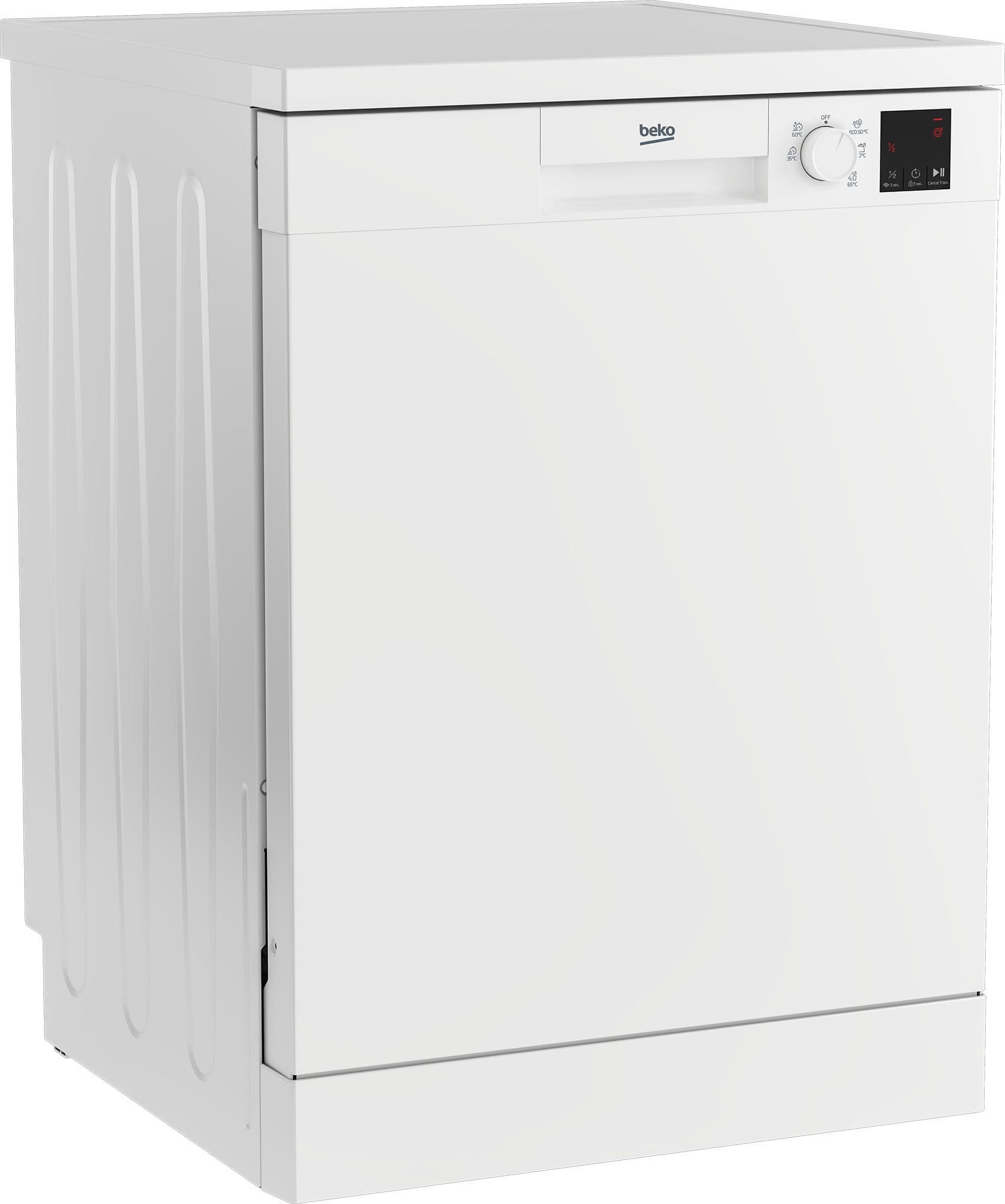 Beko DVN05324W - מדיח כלים 60 ס״מ 13 מערכות כלים עם תוכנית מהירה 30 דק׳, חצי כמות ולוח דיגיטלי | יבואן רשמי