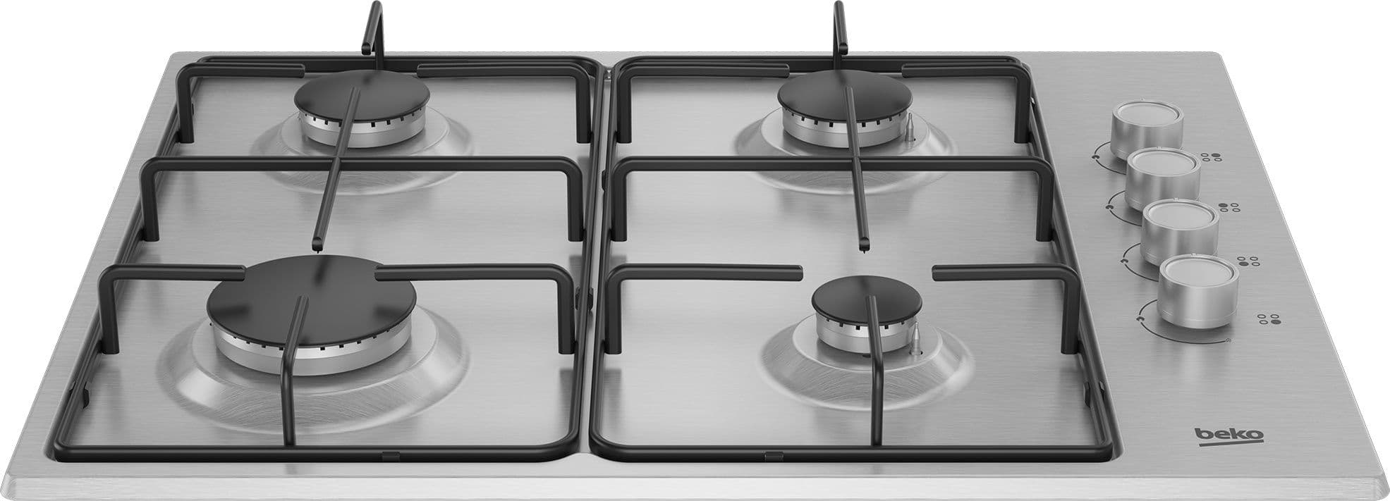 Beko HIGG64124SX - כיריים גז 4 מבערי SABAF נירוסטה 60 ס״מ בקו עם חיישני בטיחות והצתה אלקטרונית ביד אחת - יבואן רשמי