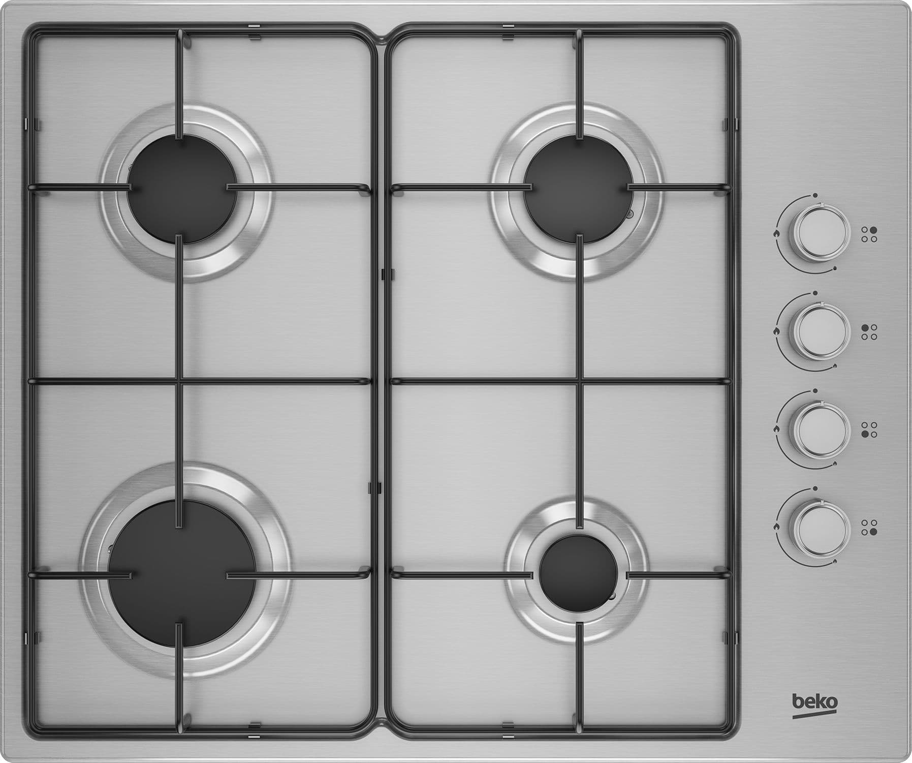 Beko HIGG64124SX - כיריים גז 4 מבערי SABAF נירוסטה 60 ס״מ בקו עם חיישני בטיחות והצתה אלקטרונית ביד אחת - יבואן רשמי | משלוח מהיר