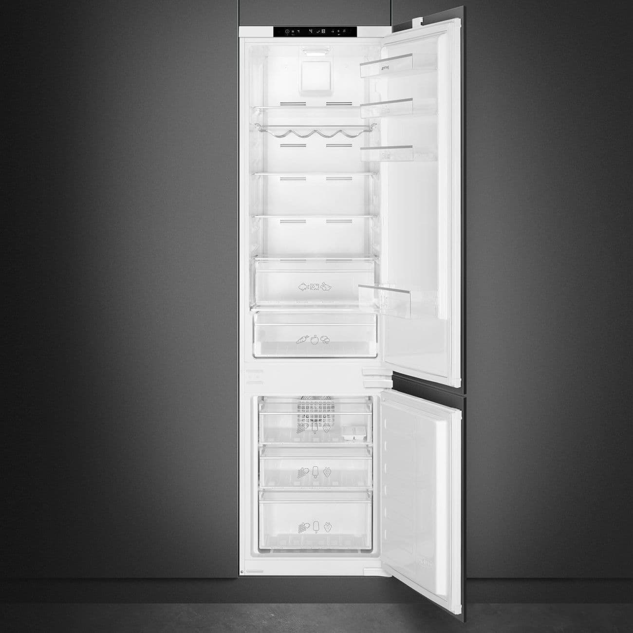 מקרר אינטגרלי SMEG C8194TNE בנפח 284 ליטר עם מקפיא תחתון