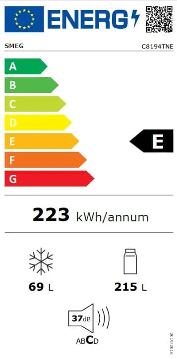 מקרר אינטגרלי SMEG C8194TNE בנפח 284 ליטר עם מקפיא תחתון