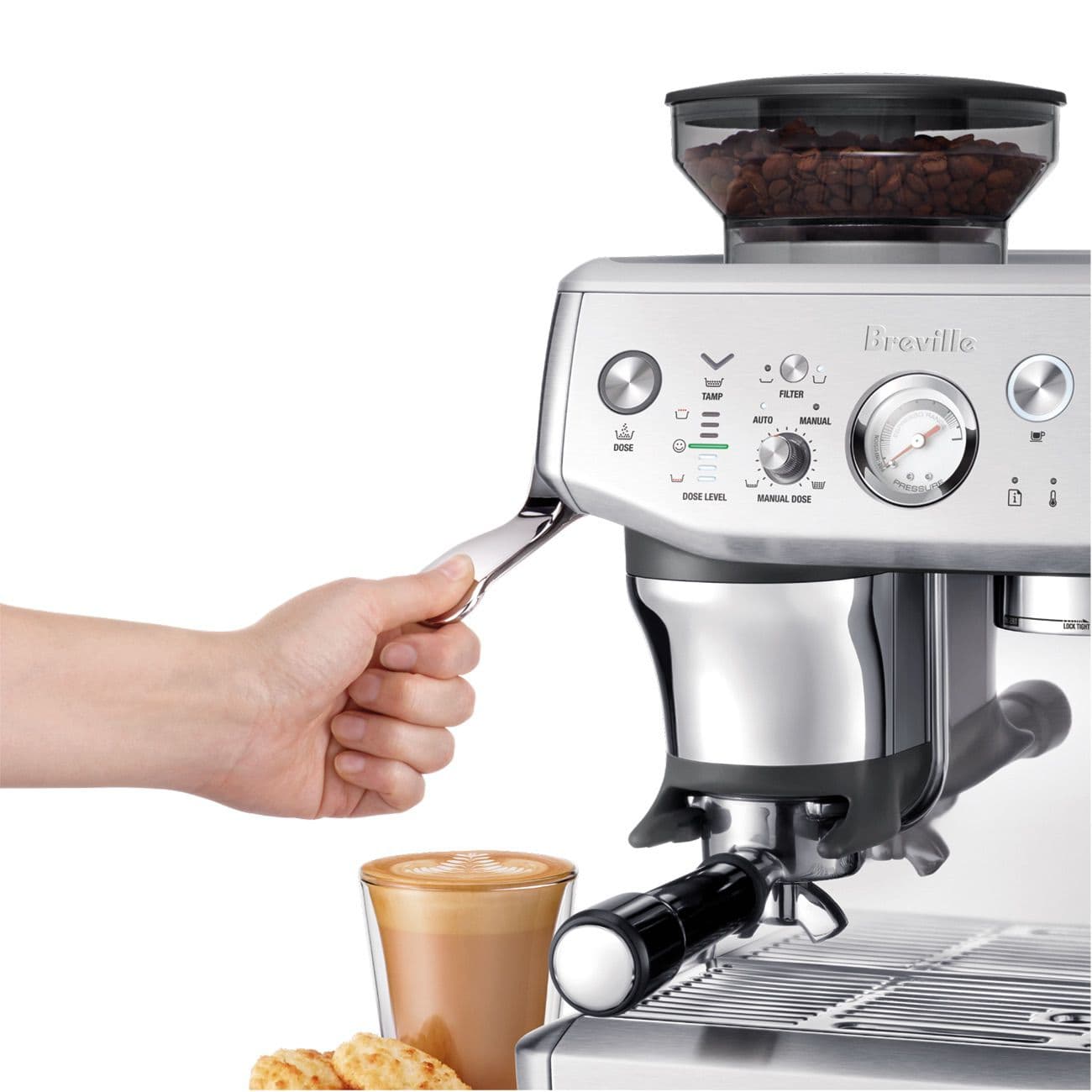 Breville Barista Express Impress BES876BSS - מכונת אספרסו עם מטחנה מובנית, 25 דרגות טחינה והקצפת חלב מקצועית | יבואן רשמי | משלוח מהיר
