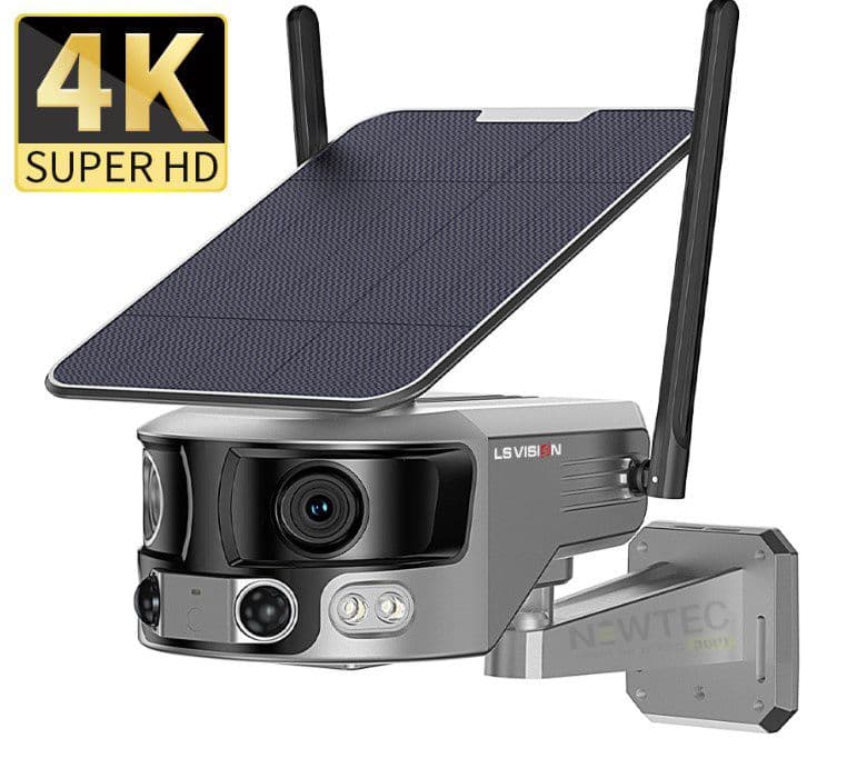 מצלמה סולארית עדשה פנורמית 180° NEWTEC LSMS2 4G 4K UHD