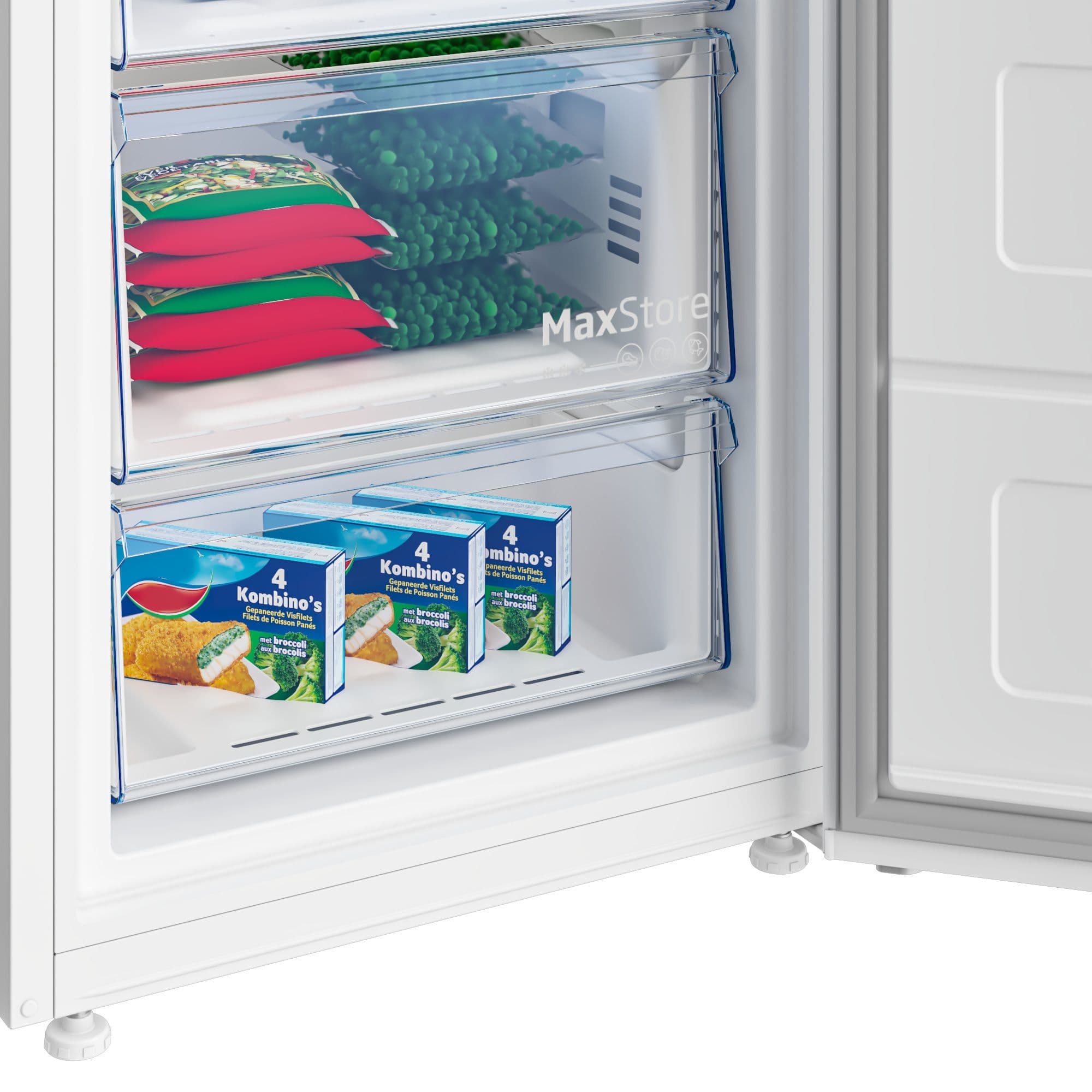 Beko RFNE278K32WN - מקפיא 6 מגירות בקו 220 ליטר No Frost בצבע לבן עם פעולה שקטה 38dB | יבואן רשמי-משלוח מהיר